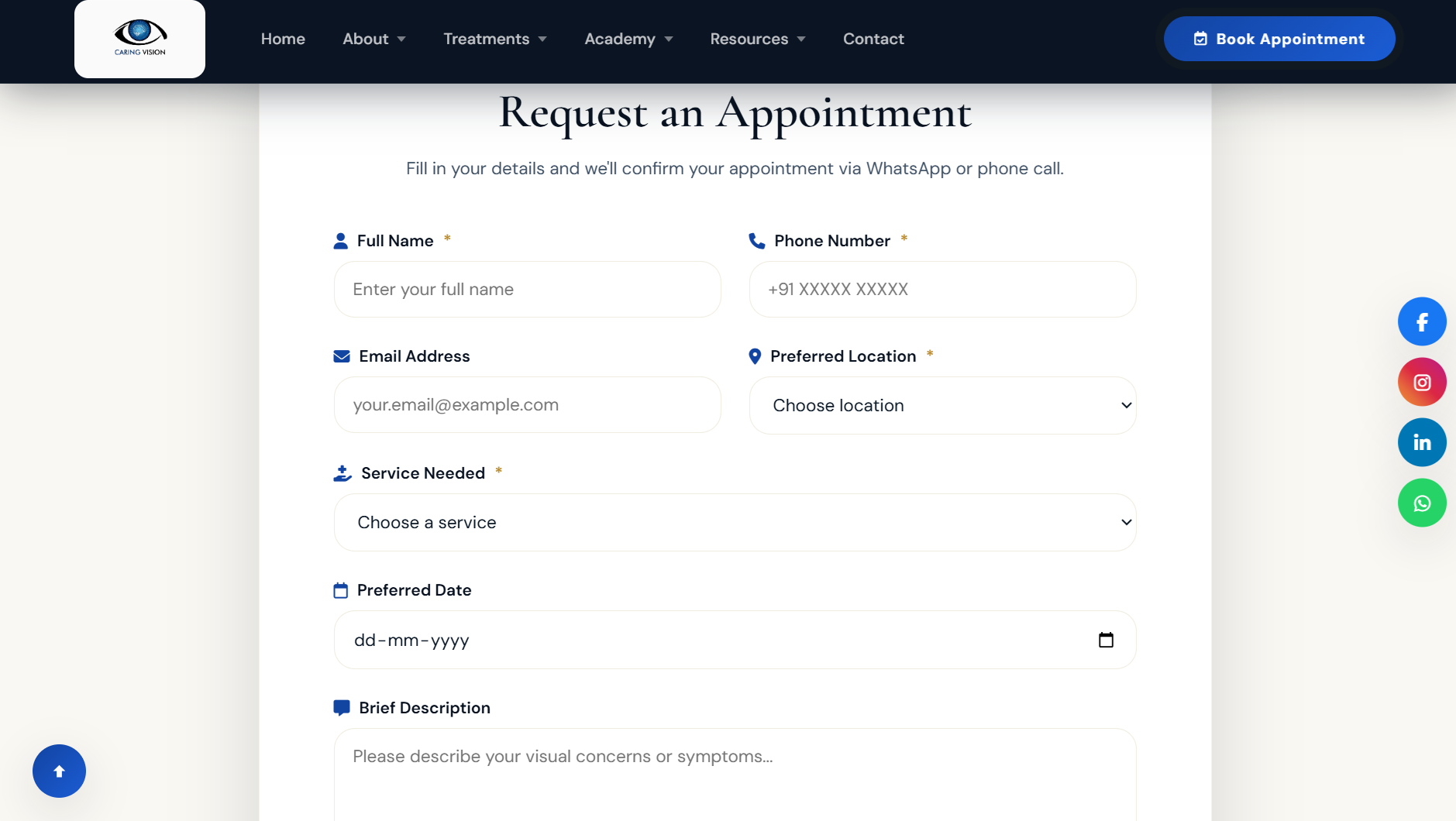 Hospital website appointment booking