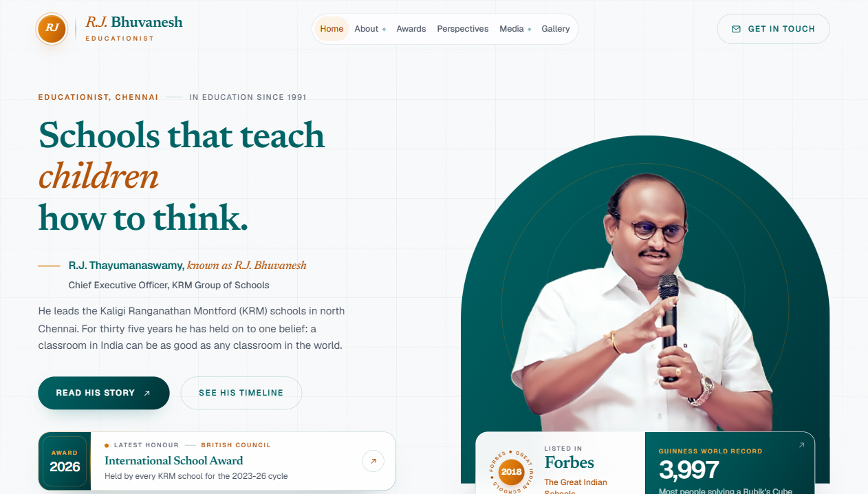 Homepage of the R.J. Bhuvanesh website